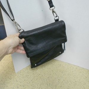 Black leather shoulder purse